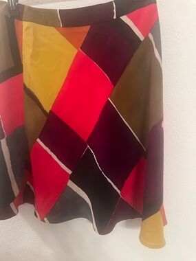 Ann Taylor LOFT Abstract Geometric   Skirt Size 10 Multicolor Midi